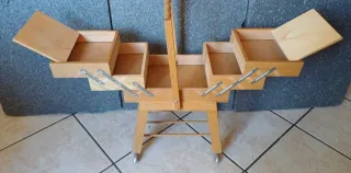 Carrello Porta Cucito Cestino in legno vintage