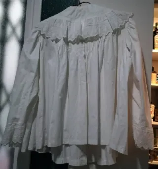 Blusa Artesana Vintage Blanca Talla 36/38/40