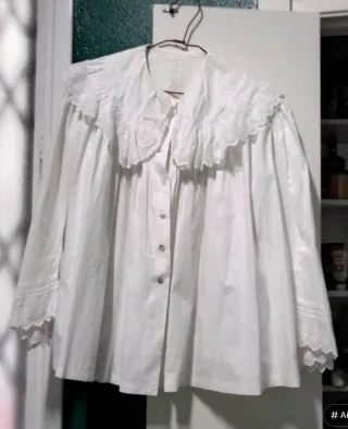 Blusa Artesana Vintage Blanca Talla 36/38/40