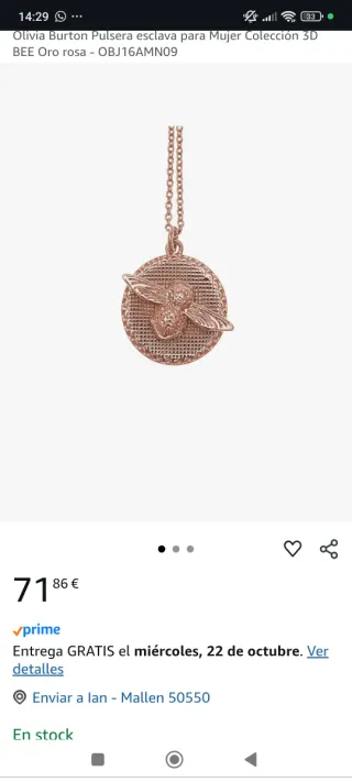 Olivia Burton Pulsera Abeja Oro Rosa