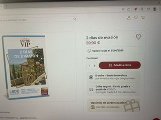 Cofre VIP con 1 noche para dos personas.