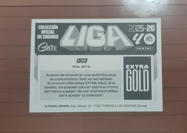 Cromo Extra Gold Isco Panini