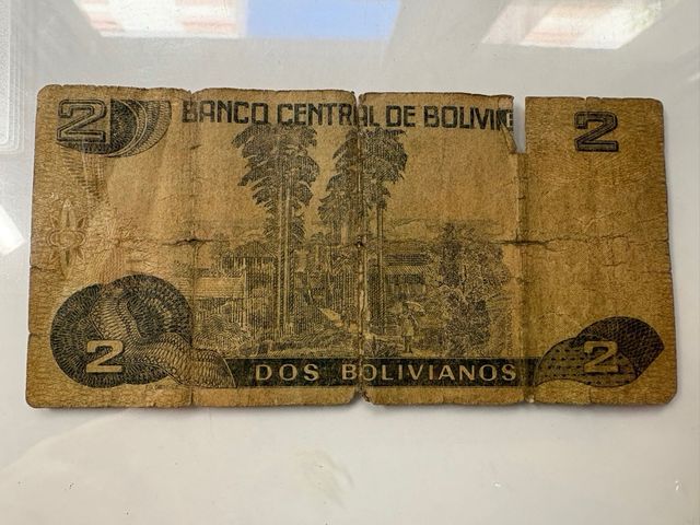 Billete 2 Bolivianos Banco Central Bolivia 1986