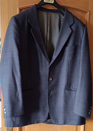 Chaqueta blazer lana azul y gris