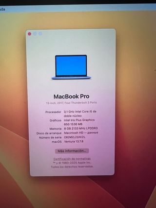MacBook Pro Apple Plata/Gris Espacial