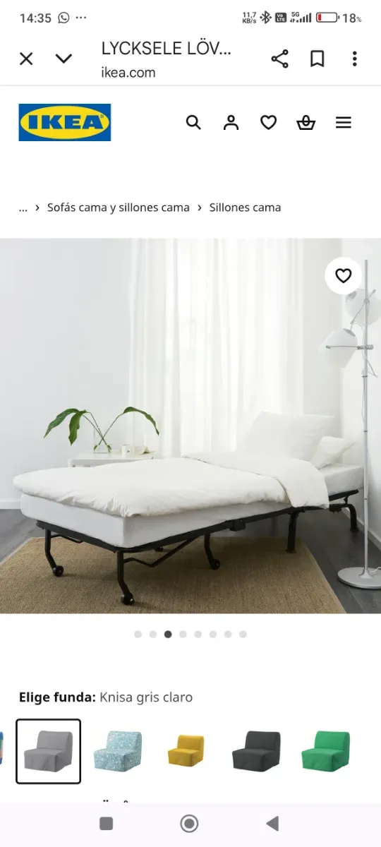 Sofá cama IKEA Breivika 188x80 Gris