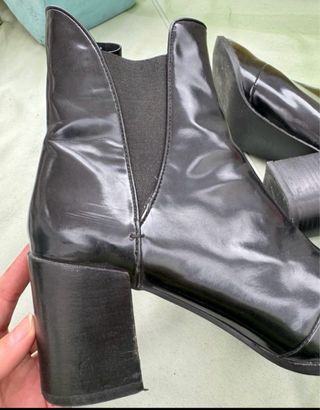 Botines Zara Tacón Negro Charol