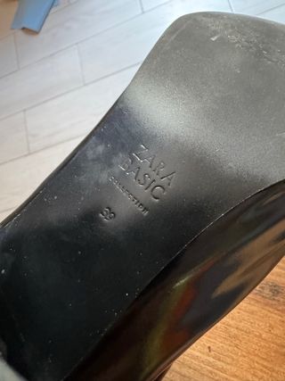Botines Zara Tacón Negro Charol