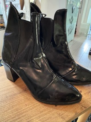 Botines Zara Tacón Negro Charol