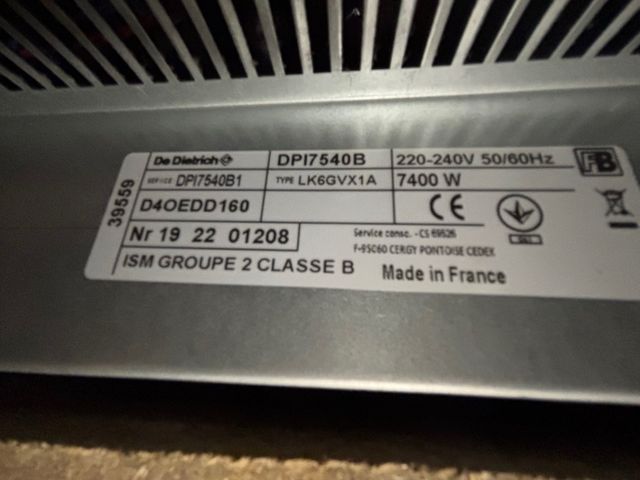 Placa Inducción De Dietrich DPI7540B