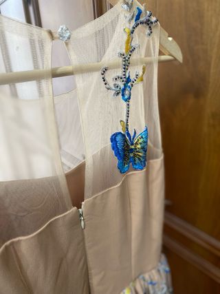 Abito da cerimonia beige e multicolor