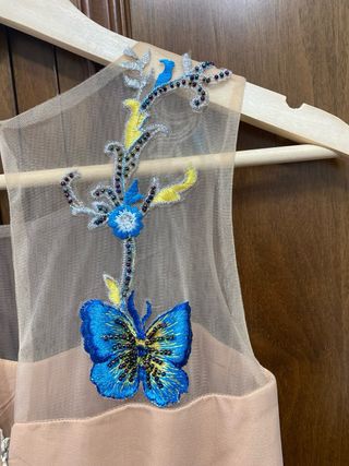 Abito da cerimonia beige e multicolor