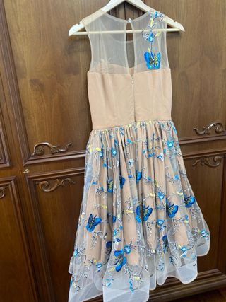 Abito da cerimonia beige e multicolor