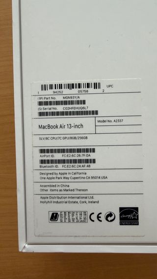 MacBook Air 13 8GB 256GB Gris Espacial