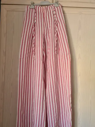 Pantalones Zara rayas rosa y blanco