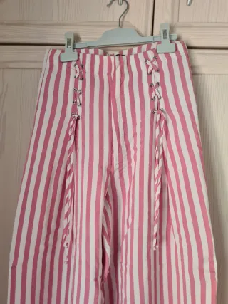 Pantalones Zara rayas rosa y blanco