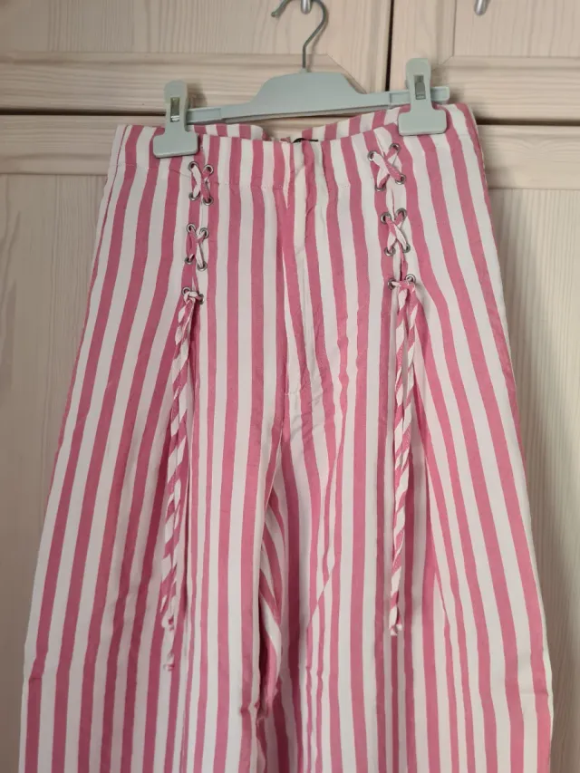 Pantalones Zara rayas rosa y blanco