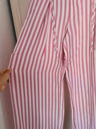 Pantalones Zara rayas rosa y blanco