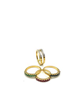 Anillo Trilogy Oro con Esmeraldas y Zafiros