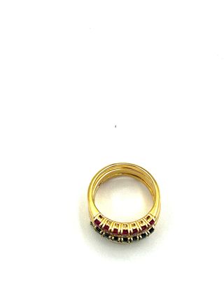Anillo Trilogy Oro con Esmeraldas y Zafiros