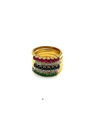 Anillo Trilogy Oro con Esmeraldas y Zafiros