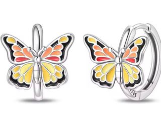 Pendientes Mariposa Multicolor Plata