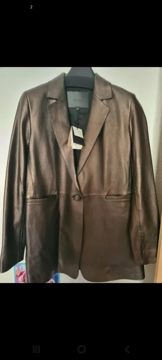 Americana Piel Marrón Massimo Dutti