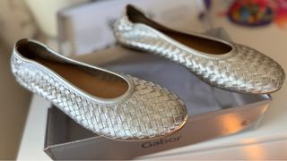Bailarinas Gabor Satin Met. silber Talla 40