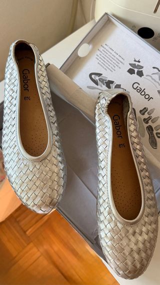 Bailarinas Gabor Satin Met. silber Talla 40