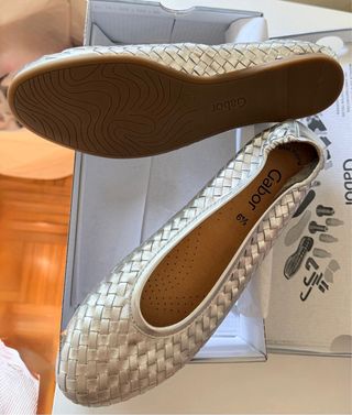 Bailarinas Gabor Satin Met. silber Talla 40