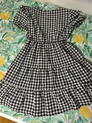 Vestido corto cuadros blanco y negro