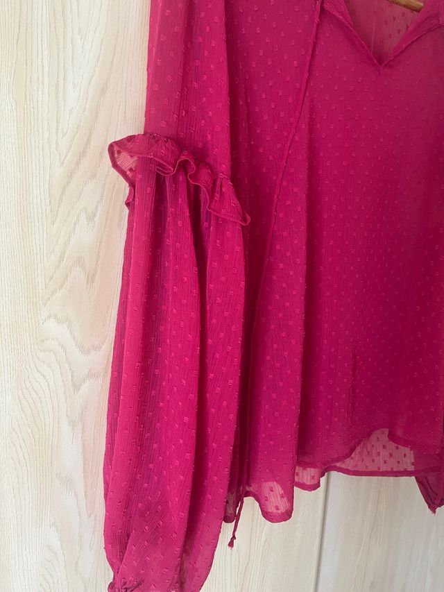 Blusa boho fucsia Mango Talla S