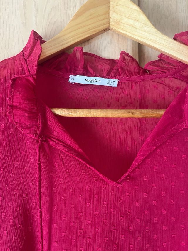 Blusa boho fucsia Mango Talla S