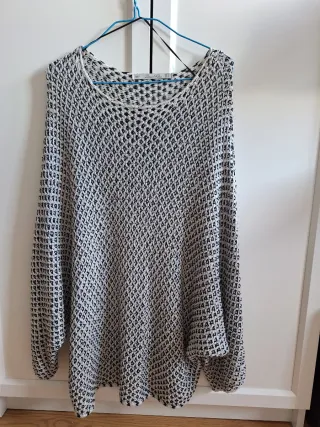 Jersey Zara Knit M Blanco y Negro