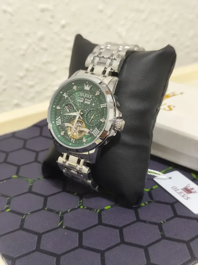 Reloj Olevs Automático Hombre Verde/Plata