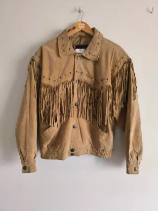 Cazadora cowboy western cuero flecos