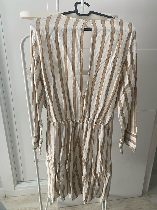 Mono corto de rayas beige y marrón