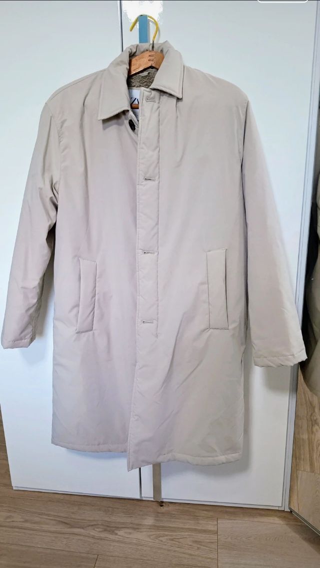 Cappotto Zara uomo imbottito impermeabile beige
