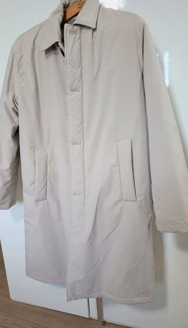 Cappotto Zara uomo imbottito impermeabile beige