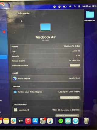 MacBook Air M2 Plata