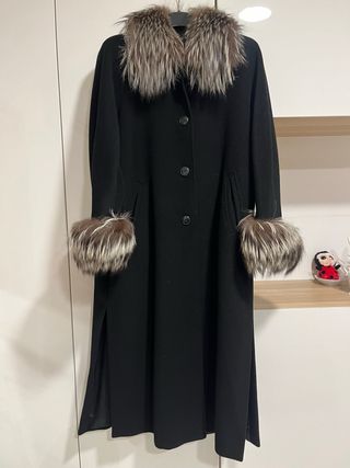 Cappotto lungo Marina Rinaldi nero con pelliccia 