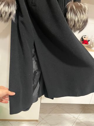 Cappotto lungo Marina Rinaldi nero con pelliccia 