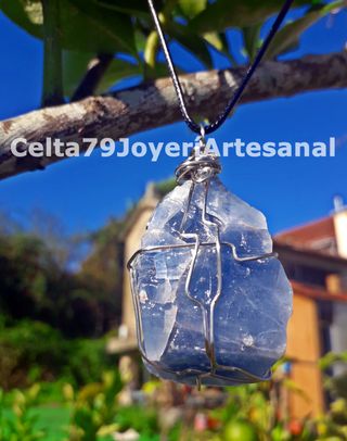 Collar Calcita Azul Chapado Oro Artesanal