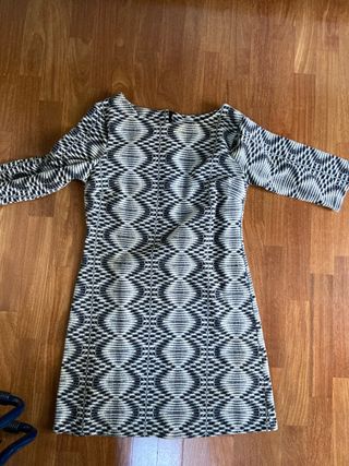 Vestito geometrica manica 3/4 nero bianco