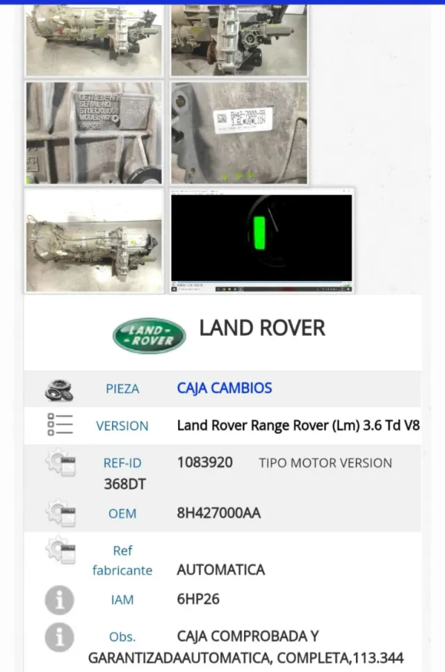 Caja de cambios Land Rover Range Rover 3.6 Td V8