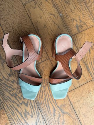Sandalias Max Mara Tacón Marrón y Menta