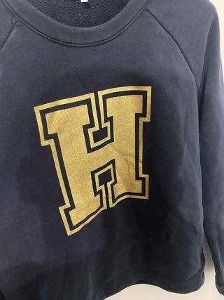 Felpa Tommy Hilfiger Logo H Dorato Blu Navy L