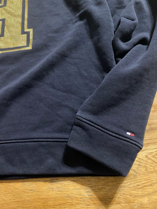Felpa Tommy Hilfiger Logo H Dorato Blu Navy L
