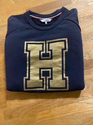 Felpa Tommy Hilfiger Logo H Dorato Blu Navy L