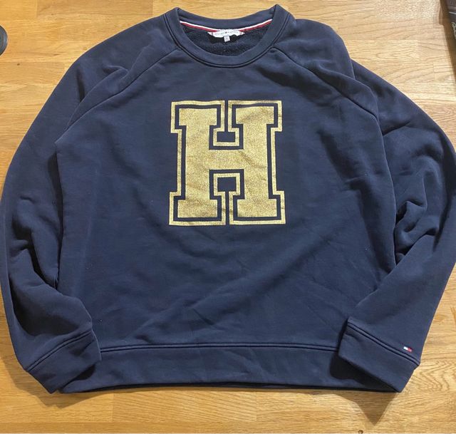 Felpa Tommy Hilfiger Logo H Dorato Blu Navy L